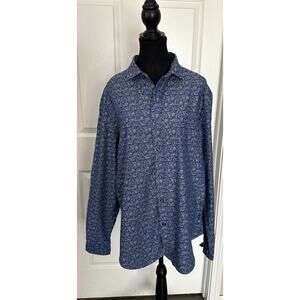 Men’s California Blue Floral Long Sleeve Button Up Size Large